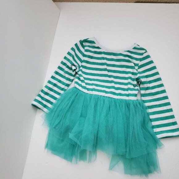 First Birthday Dress IBTom Green Tutu Striped Long Sleeve GIRLS 12 - 18 Months - Picture 2 of 8